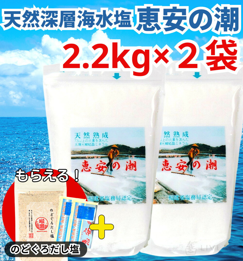  恵安の潮 2.2kg × 2袋セット お徳用パック ミネラル 恵安の塩 天日塩 塩 けいあん けいあんの塩 けいあんの潮 天然塩 自然塩 ミネラル塩 結晶塩 海塩隊 慶安の塩