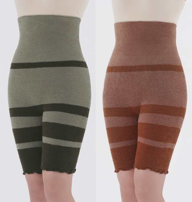 おなか太もも温かぬくもこ5分丈パンツ セルヴァン 両脇に縫い目がない丸編み仕様 メール便送料無料