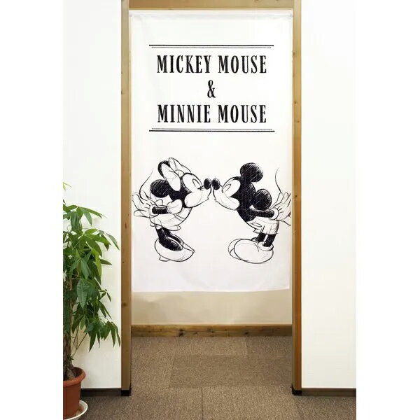メール便送料無料　Disney　ミッキーのれん（ミッキー＆ミニー）　日本製　【メーカーよりの直送品の為、キャンセル不可、他の商品との同梱不可】