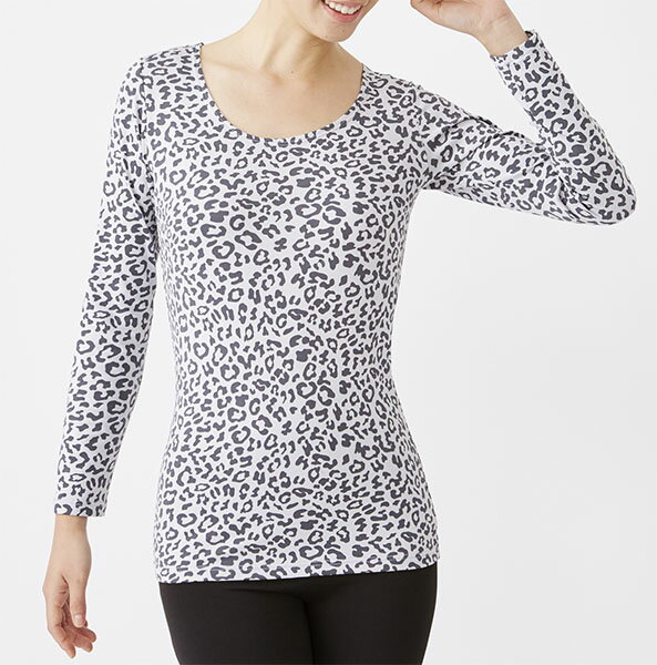 メール便送料無料　セルヴァン　裏起毛あたたかレオパード柄インナー