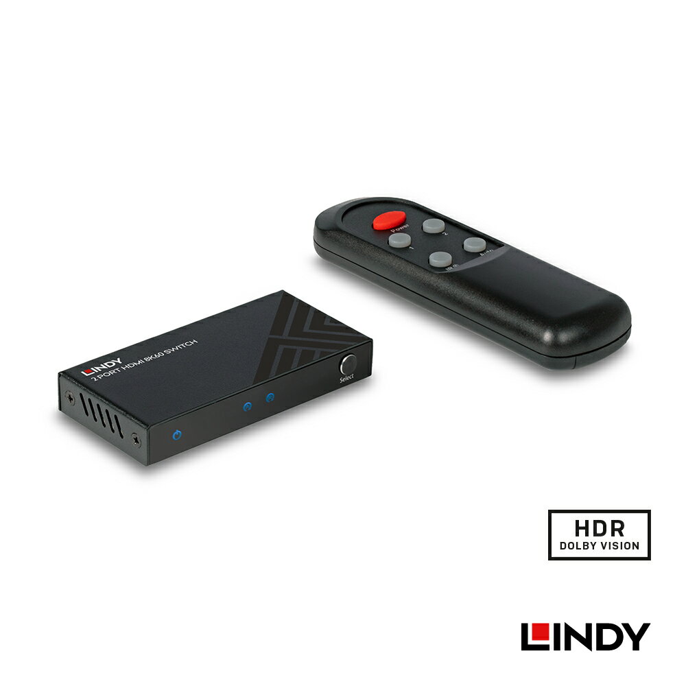 LINDY HDMI 8K@60Hz 切替器 2入力1出力 HDMI2.1 切替器 8K60Hz 48Gbps対応 2入力1出力 4K144Hz HDR10+ ..