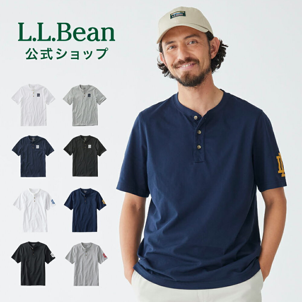 【公式】エルエルビーン ケアフリー アンシュリンカブル ティ ヘンリー ウィズ モチーフ 半袖 | Tシャツ シャツ 半袖シャツ メンズ アウトドア ブランド 綿100% 防シワ 防縮 L.L.Bean LLBean llビーン llbeen 半袖tシャツ