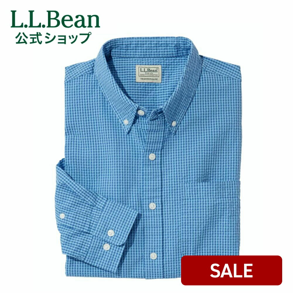 楽天L.L.Bean公式オンラインストア【SALE10％OFF】【公式】エルエルビーン オーガニック コットン シアサッカー シャツ プラッド | シャツ 長袖シャツ カジュアル メンズ アウトドア ブランド 長袖 綿100％ ノーアイロン L.L.Bean LLBean llbean llビーン