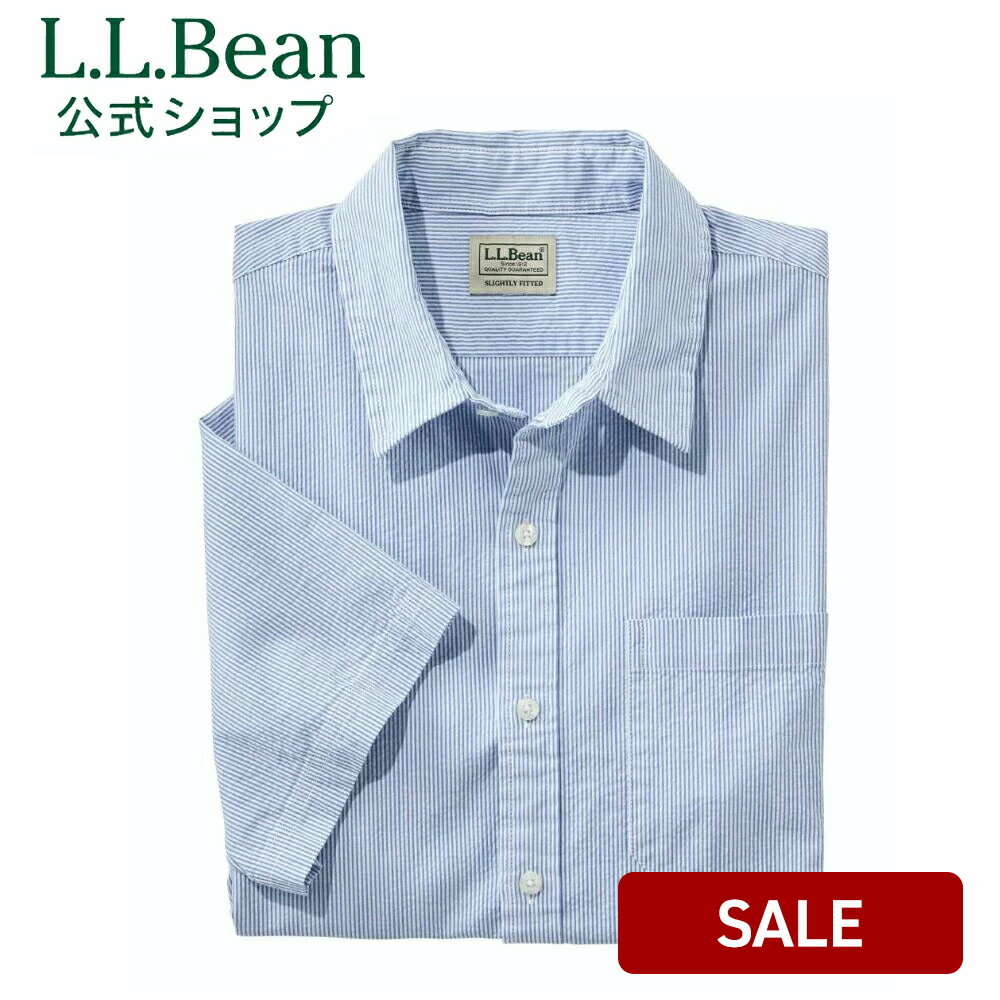 楽天L.L.Bean公式オンラインストア【SALE10％OFF】【公式】エルエルビーン オーガニック コットン シアサッカー シャツ ストライプ 半袖シャツ シャツ メンズ アウトドア ブランド 半袖 綿100％ ノーアイロン セール L.L.Bean LLBean セール L.L.Bean llbean llビーン