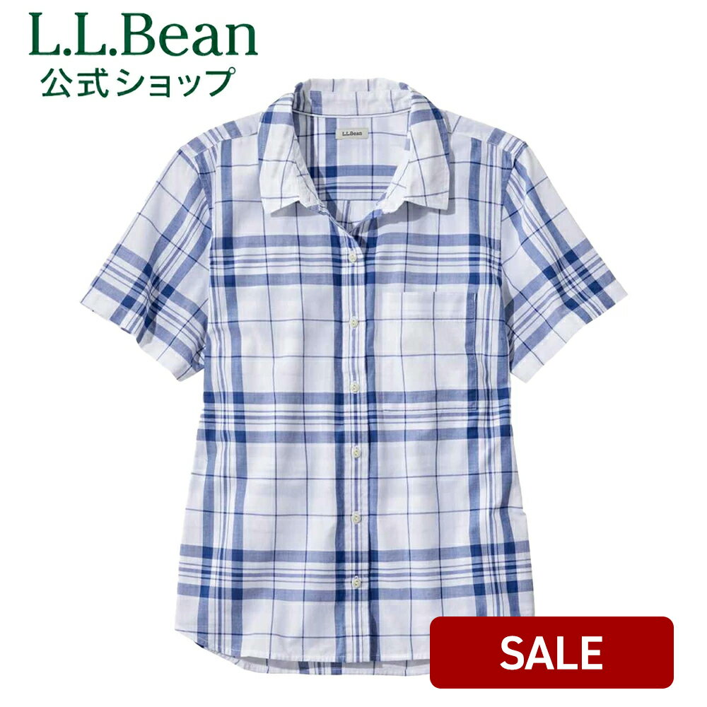 エルエルビーン オーガニック クラシック コットン シャツ 半袖 プラッドシャツ 半袖シャツ ブラウス ウィメンズ レディース アウトドア ブランド ゆったり L.L.Bean LLBean L.L.Bean llbean llビーン