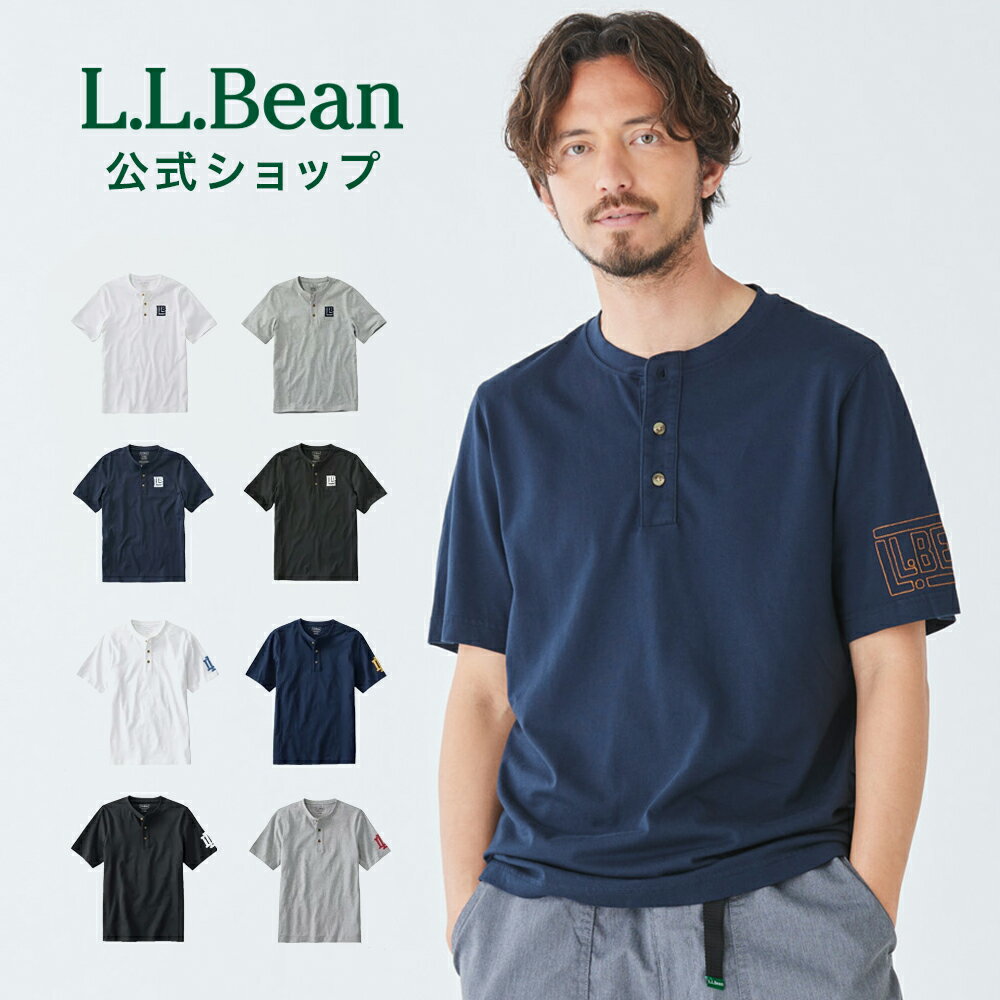 【公式】エルエルビーン ケアフリー アンシュリンカブル ティ ヘンリー ウィズ モチーフ 半袖 | Tシャツ シャツ 半袖シャツ メンズ アウトドア ブランド 綿100% 防シワ 防縮 L.L.Bean LLBean llビーン llbeen 半袖tシャツ