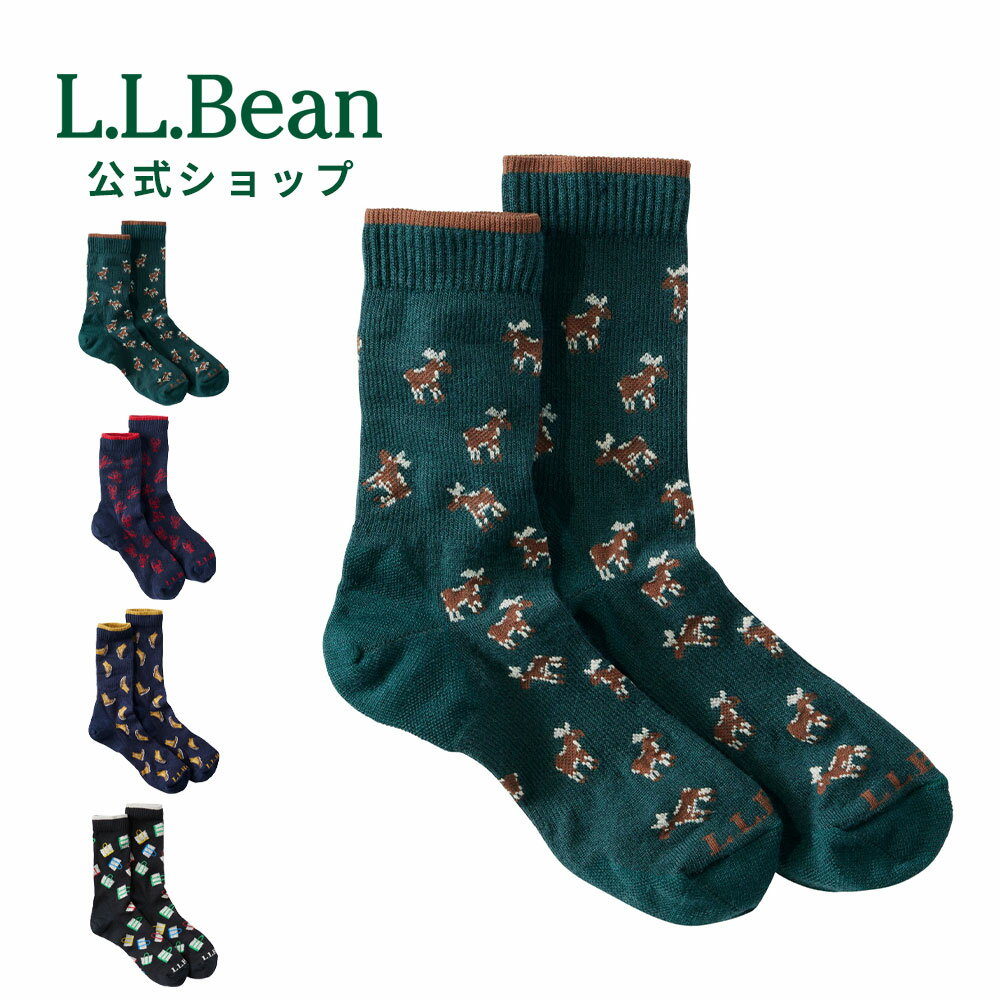 Rakuten - 【公式】 エルエルビーン メイン モチーフ ソックス | 靴下 クルーソックス 機能性ソックス モチーフ柄 総柄 メンズ ウィメンズ ユニセックス 男女兼用 アウトドア ブランド メリノウール ウール 保温 通気 伸縮 透湿 L.L.Bean LLBean llビーン llbeen 柄 柄物 ウール混 秋冬