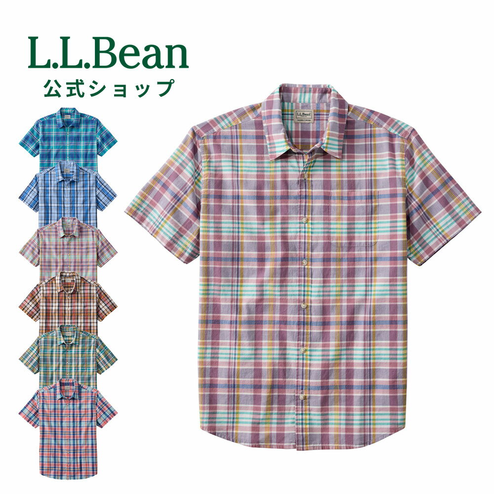 Rakuten - 【楽天スーパーSALE15%OFF】【公式】 エルエルビーン マドラス シャツ 半袖 スライトリー フィット 半袖シャツ トップス 襟 襟付き メンズ アウトドア ブランド 綿100％ コットン 通気性 薄手 チェック チェック柄 胸ポケット 涼しい 羽織 春 夏 カジュアル ビジネス