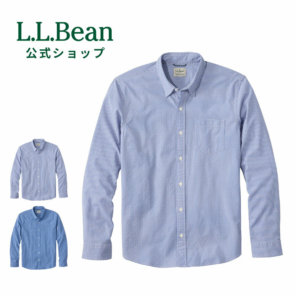 Rakuten - 【楽天スーパーSALE15%OFF】【公式】 エルエルビーン コンフォート ストレッチ パフォーマンス シアサッカー シャツ 長袖 スライトリー フィット プラッド 長袖シャツ トップス メンズ アウトドア ブランド 速乾 透湿 伸縮 ストレッチ ポケット カジュアル 涼しい チェック