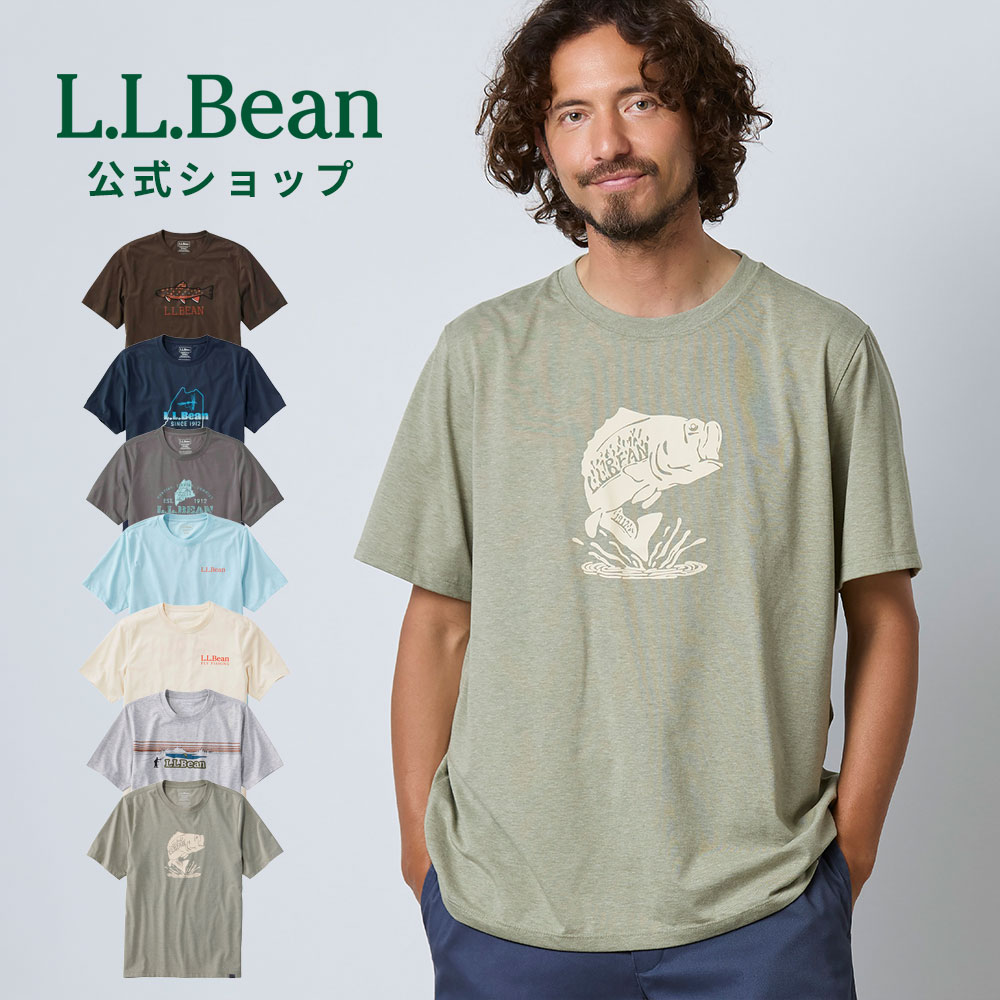 【公式】エルエルビーン テクニカル フィッシング グラフィック ティ Tシャツ メンズ アウトドア ブランド 半袖 速乾 L.L.Bean LLBean llビーン llbeen 夏 プリントTシャツ プリント ロゴTシャツ ロゴ トップス 丸首 夏服 カジュアル 綿 ポリエステル 混紡 機能性tシャツ