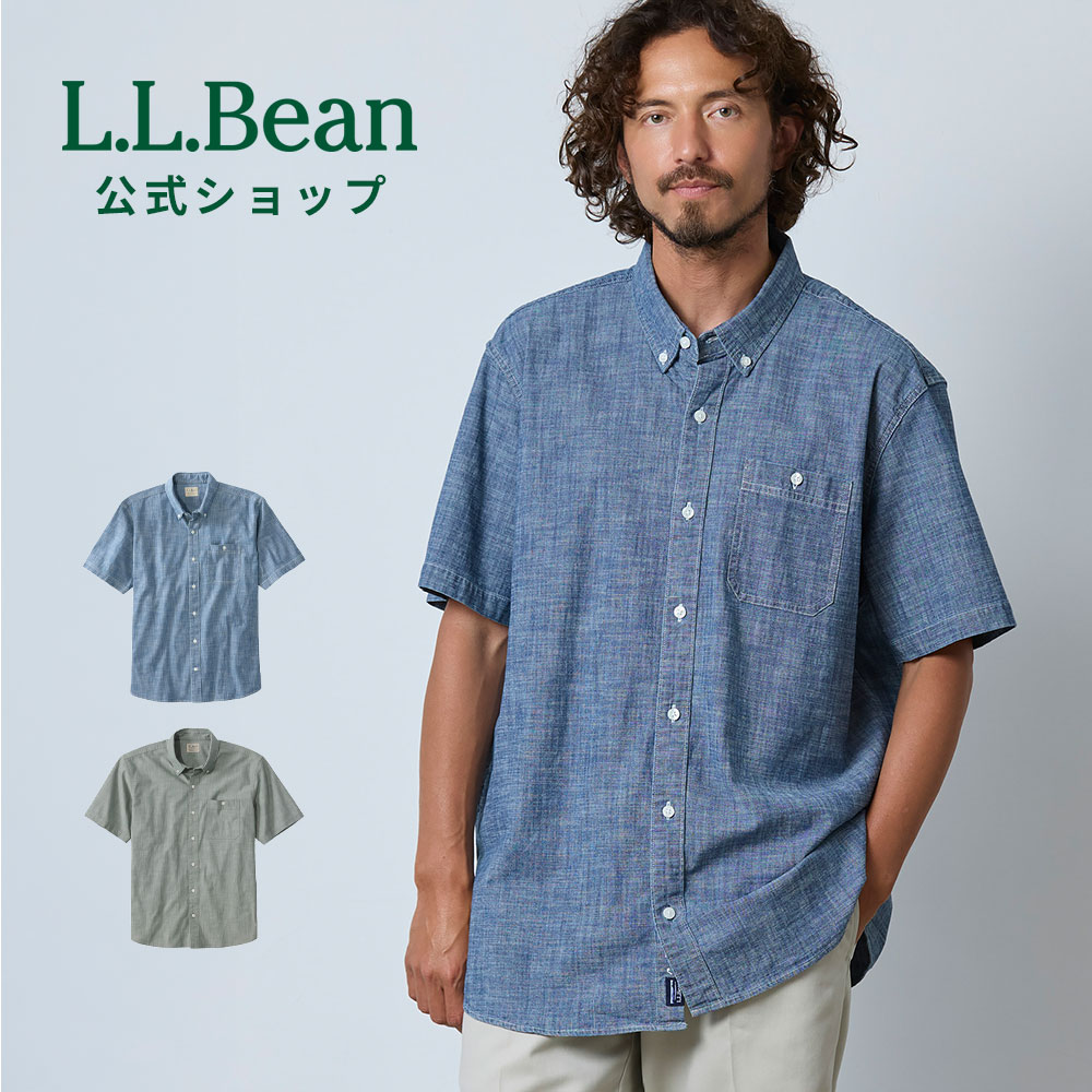乐天商城 - 【公式】 エルエルビーン コンフォート ストレッチ シャンブレー シャツ トラディショナル フィット 半袖 半袖シャツ カジュアルシャツ ボタンダウン メンズ アウトドア ブランド ドライ ストレッチ 速乾 ゆったり 胸ポケット 無地 ビジネス L.L.Bean LLBean llビーン