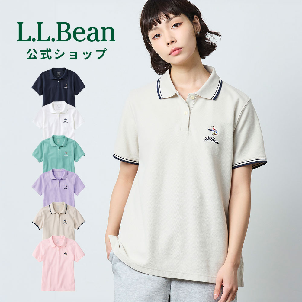 【公式】エルエルビーン プレミアム ダブル エル ポロシャツ リラックス フィット 半袖 スクリプト ロゴ | シャツ ウィメンズ レディース アウトドア ブランド ボーダー L.L.Bean LLBean llビーン llbeen 綿100％ 白 白ポロシャツ