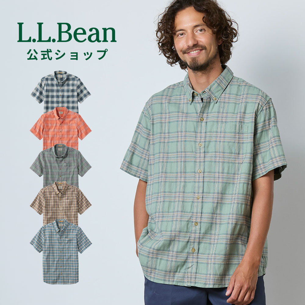 乐天商城 - 【公式】 エルエルビーン ストーンコースト ヘンプ シャツ スライトリー フィット 半袖 プラッド | カジュアルシャツ 半袖シャツ リネンシャツ リネン 麻 メンズ アウトドア ブランド L.L.Bean LLBean llビーン llbeen トップス チェック チ