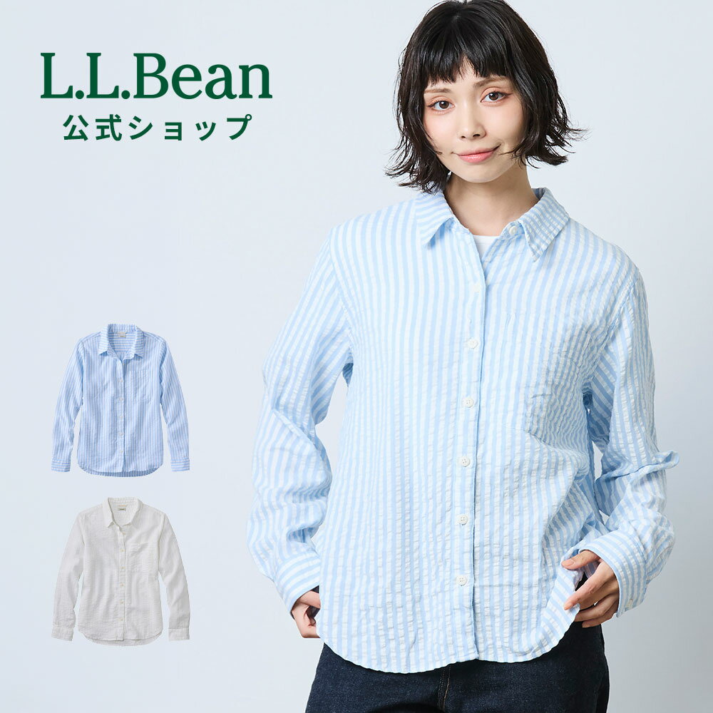 Rakuten - 【楽天スーパーSALE15%OFF】【公式】 エルエルビーン ビーンズ シーコースト シアサッカー ビッグ シャツ 長袖シャツ 長袖 カジュアルシャツ ウィメンズ レディース アウトドア ブランド 胸ポケット レイヤード ゆったり 涼しい 軽量 羽織り 春 夏 無地 ストライプ L.L.Bean