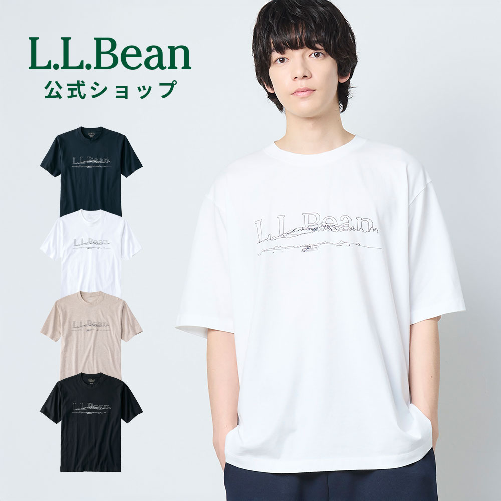 乐天商城 - 【公式】 エルエルビーン ボクシー ティ グラフィック 半袖 Tシャツ クルーネック プリント ティーシャツ メンズ アウトドア ブランド コットン 綿100% ゆったり ロゴ ボックスシルエット ワイド オーバーサイズ 白 黒 紺 ベージュ 夏 L.L.Bean LLBean llビーン llbeen
