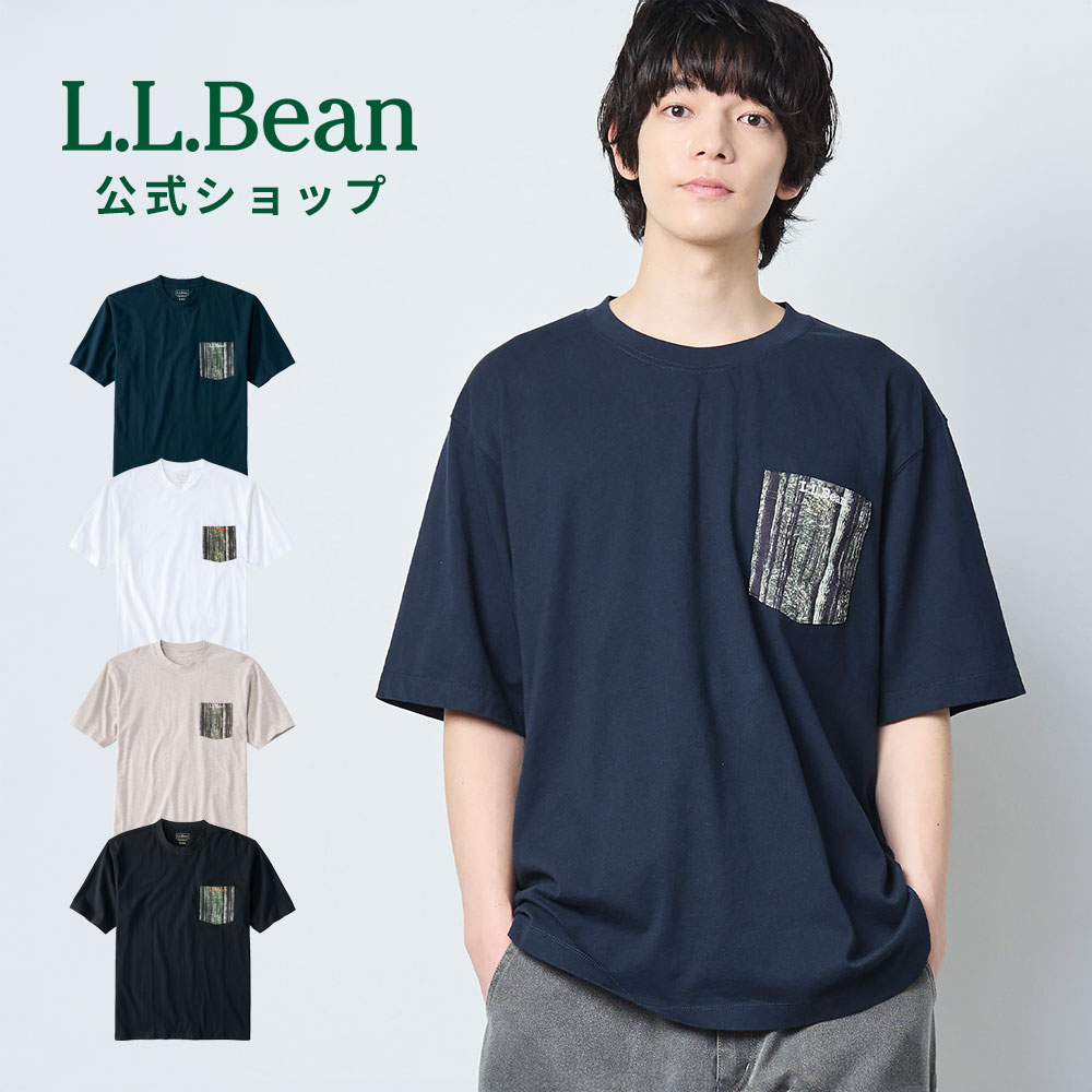 Rakuten - 【楽天スーパーSALE15%OFF】【公式】 エルエルビーン ボクシー ティ ポケット グラフィック 半袖 Tシャツ クルーネック 無地 胸ポケット ポケット付き メンズ アウトドア ブランド コットン 綿100% ゆったり ロゴ プリント ボックスシルエット オーバーサイズ 白 黒