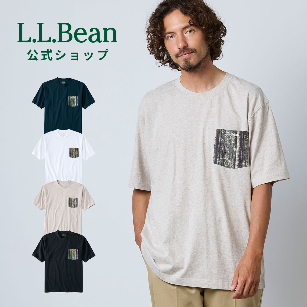乐天商城 - 【公式】 エルエルビーン ボクシー ティ ポケット グラフィック 半袖 Tシャツ クルーネック 無地 胸ポケット ポケット付き メンズ アウトドア ブランド コットン 綿100% ゆったり ロゴ プリント ボックスシルエット オーバーサイズ 白 黒 L.L.Bean LLBean llビーン llbeen
