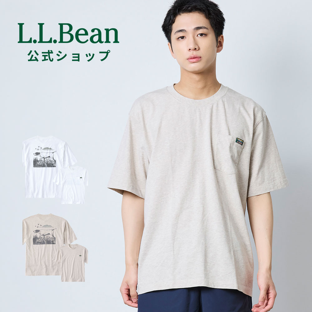 Rakuten - 【公式】 エルエルビーン ボクシー ティ ポケット付きラベル グラフィック 半袖 Tシャツ クルーネック 無地 胸ポケット ポケット付き メンズ アウトドア ブランド コットン 綿100% ゆったり ロゴ ボックスシルエット バックプリント 犬 L.L.Bean LLBean llビーン llbeen