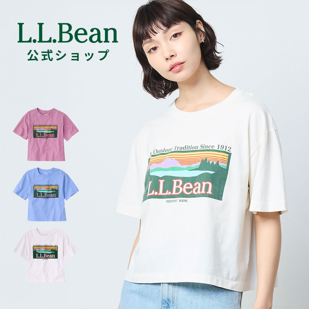 Rakuten - 【公式】 エルエルビーン サンウォッシュ ティ 半袖 クロップド ボクシー クルーネック ロゴ Tシャツ 半袖Tシャツ ウィメンズ レディース アウトドア ブランド コットン 綿100％ 軽量 ゆったり 丈短め プリント ロゴ 春 夏 L.L.Bean LLBean llビーン llbeen