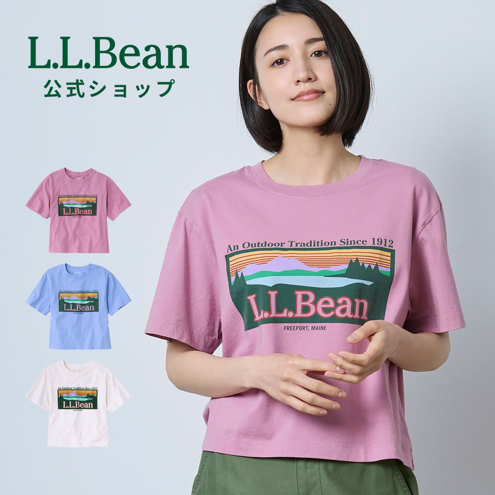 乐天商城 - 【公式】 エルエルビーン サンウォッシュ ティ 半袖 クロップド ボクシー クルーネック ロゴ Tシャツ 半袖Tシャツ ウィメンズ レディース アウトドア ブランド コットン 綿100％ 軽量 ゆったり 丈短め プリント ロゴ 春 夏 L.L.Bean LLBean llビーン llbeen
