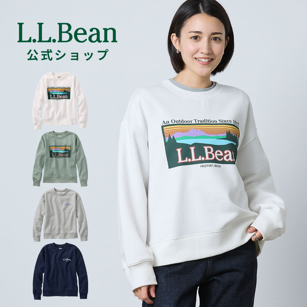 乐天商城 - 【50%OFFクーポン対象】【公式】 エルエルビーン エッセンシャル スウェットシャツ スウェット 長袖 トレーナー クルーネック ボーダー ストライプ ウィメンズ レディース アウトドア ブランド コットン混紡 起毛 リブ編み ロゴ刺繍 プリント 春 秋 冬 L.L.Bean LLBean