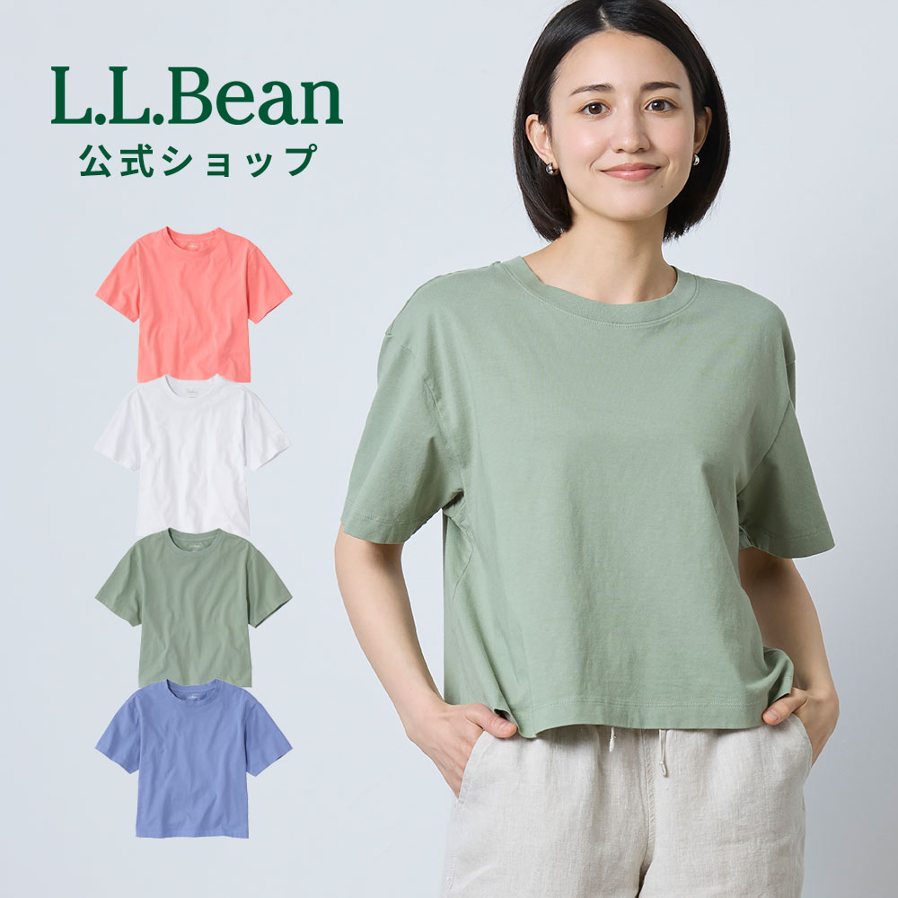 乐天商城 - 【公式】 エルエルビーン サンウォッシュ ティ 半袖 クロップド ボクシー クルーネック Tシャツ 半袖Tシャツ ウィメンズ レディース アウトドア ブランド コットン 綿100％ 軽量 ゆったり 丈短め プリント 無地 春 夏 L.L.Bean LLBean llビーン llbeen