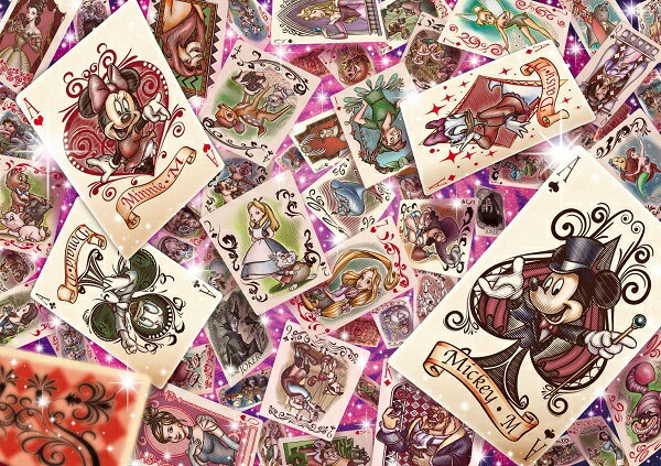 ディズニー1000ピース　ディズニー オールスタートランプワールド 世界最小1000ピース(29.7x42cm)(DW-1000-448）【ディズニーパズル】のサムネイル