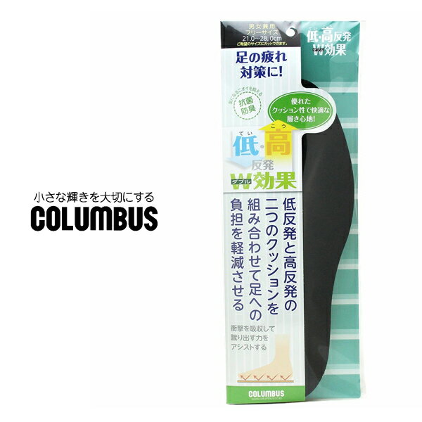 インソール メンズ レディース コロンブス COLUMBUS 低高反発W効果インソール 中敷き 衝撃吸収 ビジネスシューズ 靴 シューズ 男性用 女性用 フリーサイズ 2024 春 春夏 夏