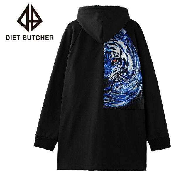 パーカー レディース メンズ ジップ おしゃれ ブランド DIET BUTCHER ダイエットブッチャー フーディ スウェット 長袖 ジップアップ ダブルジップ カジュアル トップス 服 ユニセックス ブラック 黒 2024 春 春夏 夏