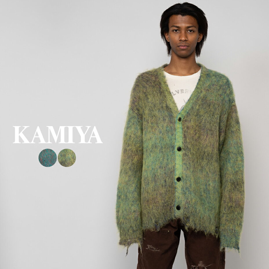 Kasuri Mohair Cardigan G11CD030 ブランド KAMIYA カミヤ カーディガン メンズ レディース 長袖 おしゃれ ゆったり 可愛...