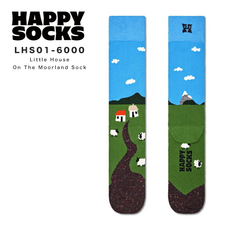 かわいいメンズ靴下 happy socks ハッピーソックス 靴下 レディース メンズ ブランド プレゼント かわいい おしゃれ クルー丈 ソックス くつ下 可愛い 綿混 カジュアル ビジネス 牛 牧場 総柄 ギフト 誕生日 Little House On The Moorland Sock LHS01-6000 2024 春 春夏 夏