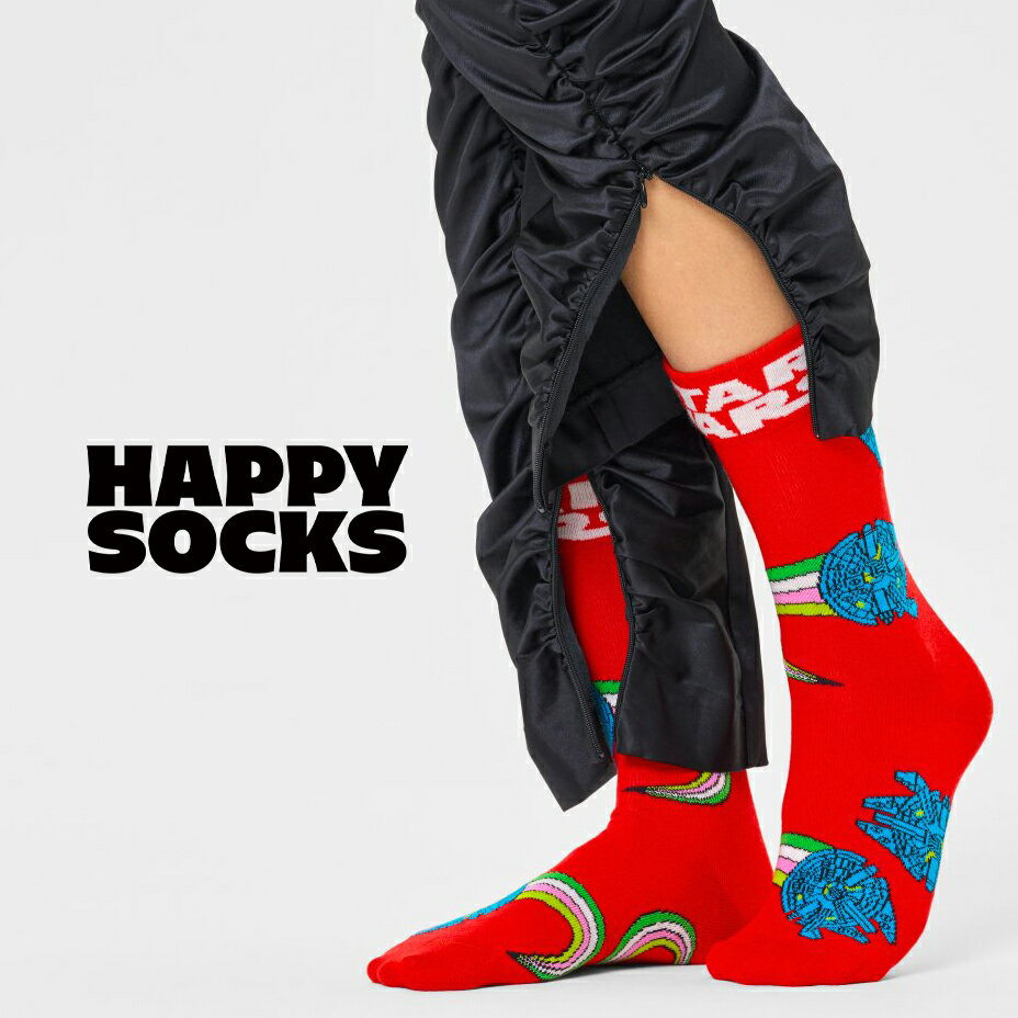 happy socks ハッピーソックス ギフト スターウォーズ Star Wars Millennium Falcon P000274 靴下 メンズ レディース おしゃれ ブランド かわいい ビジネス ソックス スニーカー コラボ クルー丈 くつ下 可愛い 綿混 カジュアル レッド 赤 プレゼント 誕生日 2024 春 春夏 夏