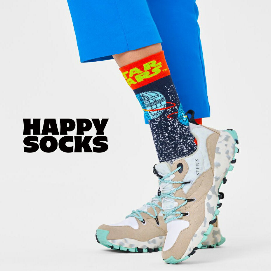 happy socks ハッピーソックス ギフト スターウォーズ Star Wars Death Star P000277 靴下 メンズ レディース おしゃれ ブランド かわいい ビジネス ソックス スニーカー コラボ クルー丈 くつ下 可愛い 綿混 カジュアル ブラック 黒 プレゼント 誕生日 2024 春 春夏 夏