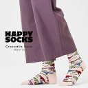 happy socks ハッピーソックス 靴下 レディース メンズ おしゃれ ブランド かわいい クルー丈 ミドル丈 ソックス くつ下 可愛い 綿 コットン 綿混 カジュアル ビジネス 派手 総柄 クロコダイル アニマル柄 Crocodile Sock P000713 2024 春 春夏 夏