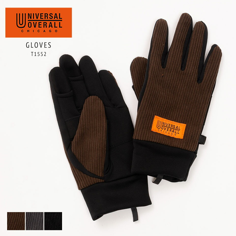 ユニバーサルオーバーオール 手袋 メンズ レディース スマホ対応 自転車 防寒 滑り止め ブランド UNIVERSAL OVERALL プレゼント おしゃれ かわいい 可愛い あったかい 暖かい あったか アウトドア 親指 人差し指 出せる 保湿 保温 撥水 ブラック 黒 2025 秋 秋冬 冬