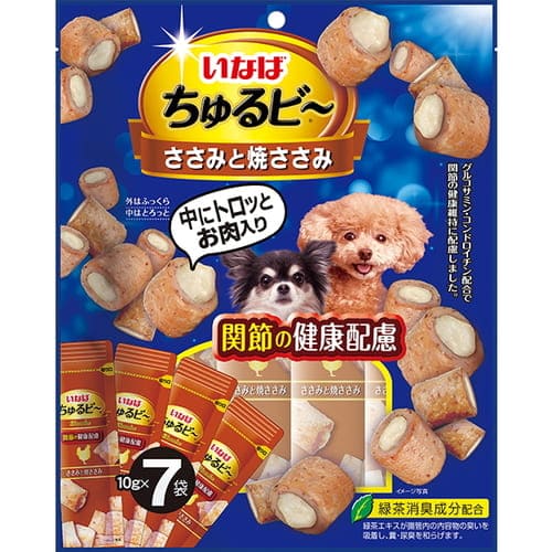 広告文責・販売事業者名:株式会社ビューティーサイエンスTEL 050-5536-7827・・・・・　商　品　詳　細　・・・・・ 商品名 いなば ちゅるビ～ ささみと焼ささみ 関節の健康配慮 内容量 10g×7袋 商品説明 ・外はふっくら、中はトロッと、2つの食感が楽しめます。・グルコサミンとコンドロイチン配合し関節の健康に配慮・緑茶消臭成分配合で腸管内の内容物の臭いを吸着し、糞、尿臭を和らげます。・保存料不使用 原材料 鶏肉(ささみ)、鶏脂、でん粉、卵白粉末、かつお節、チキンエキス、オリゴ糖、酵母エキス、寒天、カゼインナトリウム、増粘多糖類、グルコサミン、コンドロイチン硫酸塩、ビタミンE、緑茶エキス、紅麹色素 栄養成分 たんぱく質24.0％以上、脂質4.2％以上、粗繊維0.1％以下、灰分2.0％以下、水分69.5％以下 エネルギー 約20kcal/袋 ご注意 ※パッケージデザイン等は予告なく変更されることがあります。 区分 ペット用品 製造国・原産国 中国 販売元 いなばペットフード 株式会社 JANコード 4901133764783