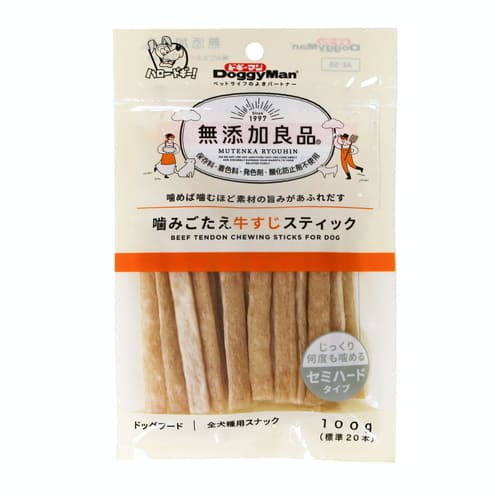 樂天商城 - 無添加良品 噛みごたえ牛すじスティック 100gドギーマン 犬 おやつ 牛すじ セミハード スティック