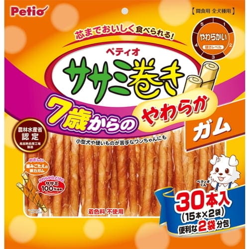 Rakuten - 7歳からのやわらか ササミ巻きガム 30本ペティオ 犬 おやつ ガム 巻 ささみ ソフト シニア