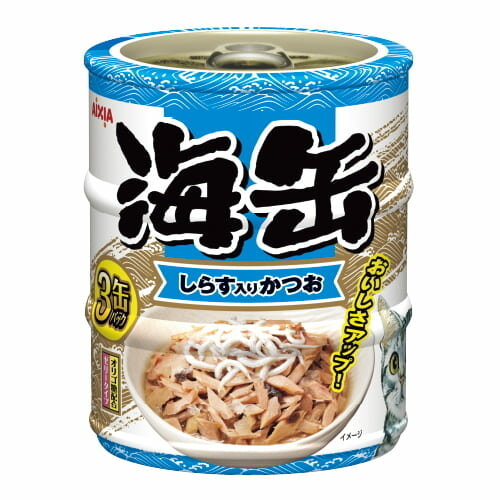 樂天商城 - 海缶ミニ3P しらす入りかつお 180g(60g×3缶)アイシア 猫 猫缶 一般食 キャットフード ウェットフード フード