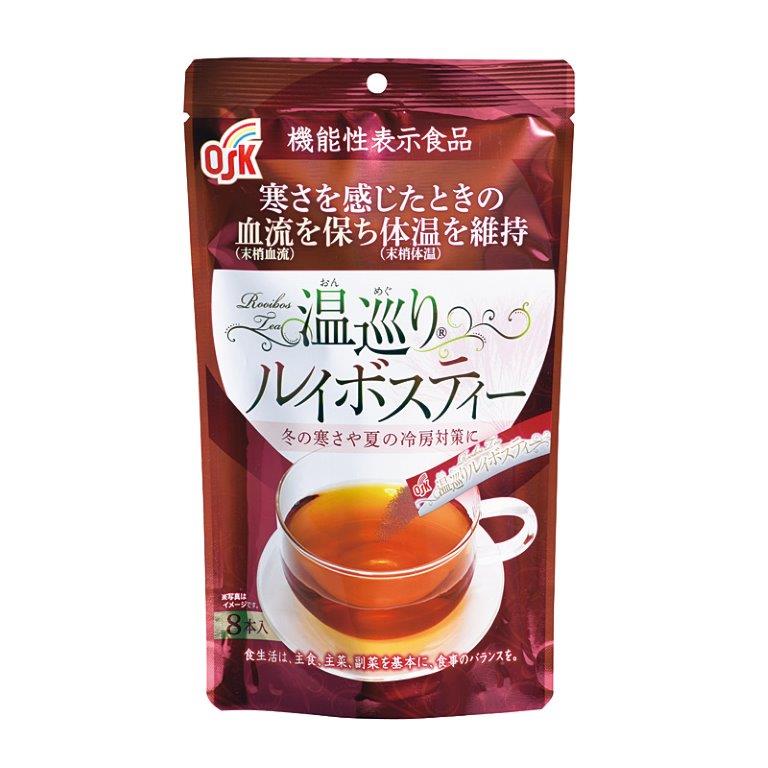 広告文責・販売事業者名:株式会社ビューティーサイエンス TEL 050-5536-7827商品名 温巡りルイボスティー 8包 内容量 8包 原材料 デキストリン、ルイボス茶エキス(ルイボス茶、オリゴ糖) /ヘスペリジン、環状オリゴ糖 備考 ※効果には個人差があります。 すべての方に効果を保証するものではありません。 ※パッケージデザイン等は予告なく変更されることがあります。 ※メーカー都合により商品のリニューアル・変更及び原産国の変更がある場合があります。 区分 機能性表示食品【届出番号：E281】 製造国・原産国 日本 発売元・販売元 小谷穀粉 JANコード 4901027640643