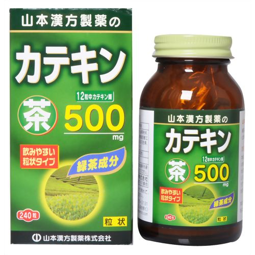 ※パッケージデザイン等は予告なく変更されることがあります。商品説明「山本漢方 茶カテキン粒 240錠」は、緑茶より取り出したカテキンをまるごと、召し上がりやすい粒状に仕上げました。12粒あたり、500mgのカテキン類を含有。お召し上がり方本品は、食品として、成人1日当たり、通常の食生活において、1日12粒を目安に、水又はお湯にてお召し上がりください。いつお召上がりいただいてもけっこうです。この商品にはカフェインが含まれます。使用上の注意・本品は、多量摂取により疾病が治癒したり、より健康が増進するものではありません。・本品は食品ですが、必要以上に大量に摂ることを避けてください。・薬の服用中又は、通院中、妊娠中、授乳中の方は、医師又は薬剤師に、ご相談ください。・体調不良時、食品アレルギーの方は、お飲みにならないでください。・万一からだに変調がでましたら、直ちに、ご使用を中止してください。・天然の素材原料ですので、色、風味が変化する場合がありますが、品質には問題ありません。・小児の手の届かない所へ保管してください。・食生活は、主食、主菜、副菜を基本に、食事のバランスを。・開封後はキャップをしっかり閉めて、お早めにお召上がりください。ご注意結晶セルロース、ショ糖脂肪酸エステル、二酸化ケイ素、紅花色素、クチナシ色素、シェラックは、粒状にする為に必要な賦形剤です。保存方法直射日光及び、高温多湿の場所を避けて、涼しい場所に保存してください。健康食品　&gt　サプリメント　&gt　フラボノイド・ポリフェノール類　&gt　カテキン　&gt　山本漢方 茶カテキン粒 240錠 発売元　山本漢方製薬 内容量：60g(250mg*240粒)約20日分1日量(目安)：12粒サイズ：120*60*60(mm)JANコード：　4979654024983カテキンとはカテキンは茶の渋み成分でタンニンの一種のポリフェノール化合物です。茶の中では緑茶に最も多く含まれています。茶葉の種類によって異なりますが、乾燥葉重量中に8-15%含まれています。原材料緑茶抽出物(茶カテキン)、緑茶粉末、結晶セルロース、ショ糖脂肪酸エステル、二酸化ケイ素、紅花色素、クシナシ色素、シェラック栄養成分表12粒(3g)エネルギー 11kcal、たんぱく質 0.60g、脂質 0.075g、炭水化物 1.99g、ナトリウム 1.8mg、カテキン類 500mg※一部成分記載省略あり広告文責・販売事業者名:株式会社ビューティーサイエンスTEL 050-5536-7827 健康食品[サプリメント/フラボノイド・ポリフェノール類/カテキン]※メーカー名・原産国：パッケージ裏に記載。※区分：健康食品