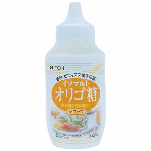 商品説明「イソマルトオリゴ糖シロップ 1kg」は、植物由来の甘味料です。自然な甘さで使いやすいので、甘味料としてだけでなく、お料理やお菓子作りなどにもお使いいただけます。お召し上がり方●甘味料としてコーヒーや紅茶などの飲み物に。●お料理やお菓子作りなど、色々なアイデアでお試しください。ご注意●味や色、香りが多少変わる場合もありますが、品質には問題ありません。●ごくまれに体質に合わない方もおられますので、その場合はご利用をお控えください。●食べすぎあるいは体質・体調によりおなかがゆるくなることがあります。一過性ですので心配ありません。●薬を服用あるいは通院中の方はお医者様とご相談の上お召し上がりください。●容器の底に沈殿物が生じたり、容器の口に白い結晶物が付いたりすることもありますが、成分の一部ですので安心してお召し上がりください。●開封後はフタをしっかり閉めて保存し、お早めにお召し上がりください。●食生活は、主食、主菜、副菜を基本に、食事のバランスを。保存方法高温・多湿、直射日光を避け、涼しい所に保管してください。 販売元　井藤漢方製薬 内容量：1000gサイズ：直径87*202(mm)JANコード：　4987645483886※パッケージデザイン等は予告なく変更されることがありますオリゴ糖とはオリゴ糖は糖質のひとつで、単糖が2個ないし数個結合した少糖類のことをいいます。オリゴ糖はビフィズス菌などの有用菌の栄養源となります。原材料イソマルトオリゴ糖シロップ栄養成分表(100gあたり)エネルギー 285kcal、たんぱく質 0g、脂質 0g、炭水化物 75g、ナトリウム 0mg、イソマルトオリゴ糖 37.5%以上 広告文責・販売事業者名:株式会社ビューティーサイエンスTEL 050-5536-7827※一部成分記載省略あり※メーカー名・原産国：パッケージ裏に記載。※区分：健康食品