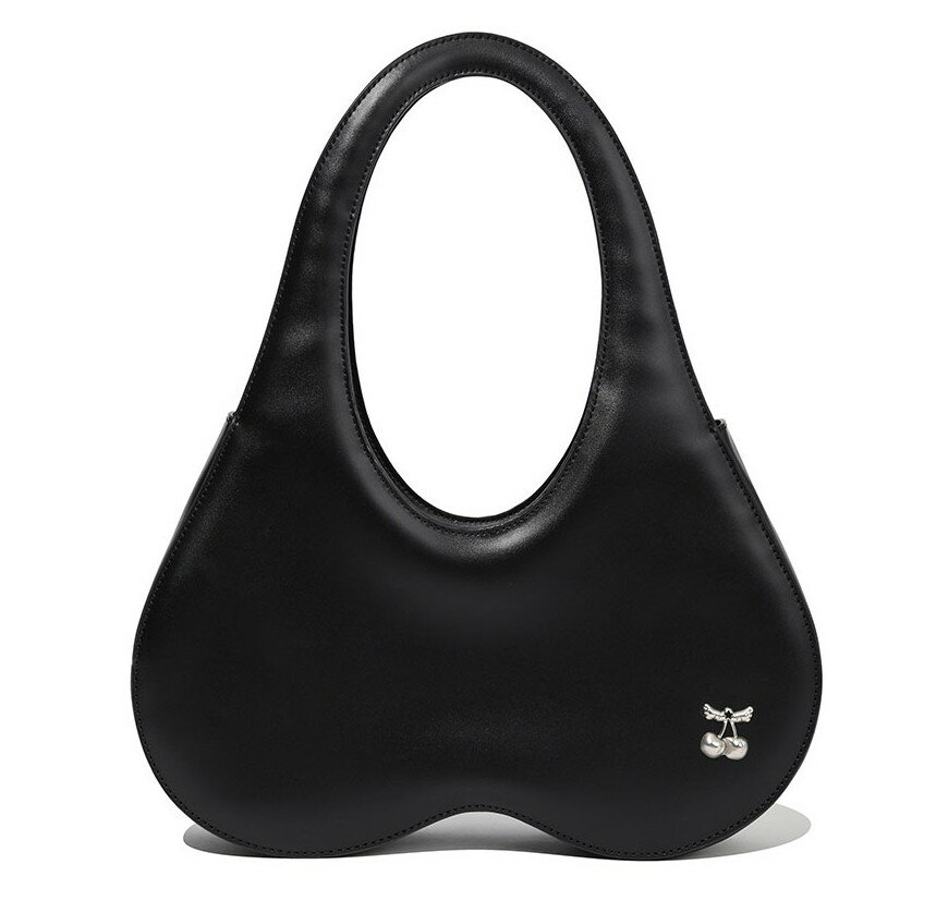 Rakuten - [送料無料] KIRSH CHEEKCHECK SIGNATURE HAND BAG キルシ チークチェック シグネチャー ハンドバッグ チェリー形 バッグ ブラック ジッパー付き チェリーチャーム付き ギフト お祝い