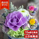 【200円割引クーポン】 母の日 プリザーブドフラワー 和風 日和（ひより）枯れない 花 誕生日 プレゼント 女性 母 義母 祖母 卒寿 喜寿 古希 米寿 お祝い 米寿祝い 喜寿祝い 古希祝い 紫 母の日ギフト お花 ははの日 花 ブリザードフラワー ギフト