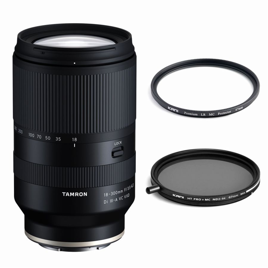 ＜納期未定＞TAMRON (タムロン) 18-300mm F/3.5-6.3 Di III A VC VXD KANI ND2-64 プレミアムプロテクター フィルター2枚セット / Sony Eマウント APS-C 交換レンズ