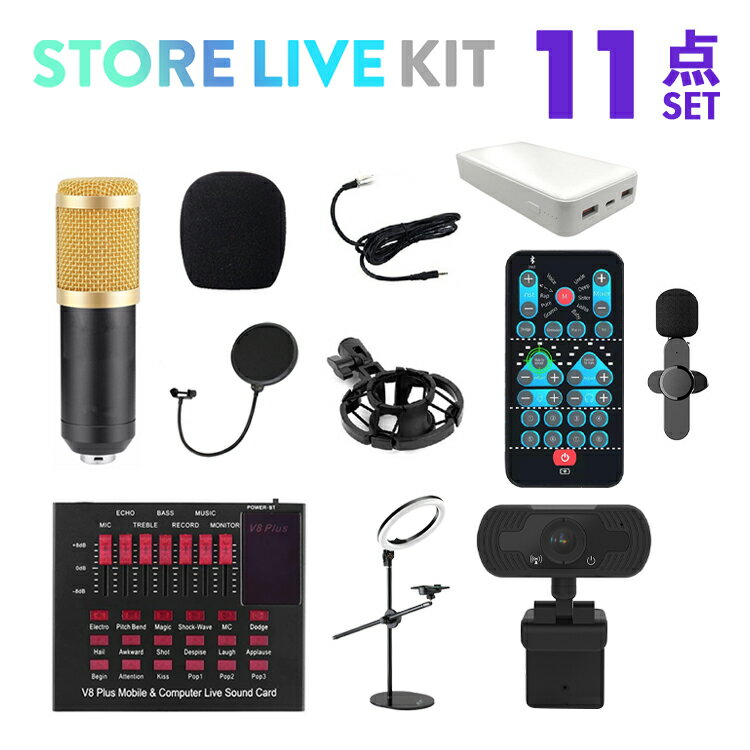 STORE LIVE ストアライブキット 11点 コンデンサーマイク サンプラー セット ポップガード 折り畳み アームスタンド ショックマウント 動画配信 ライブコマース