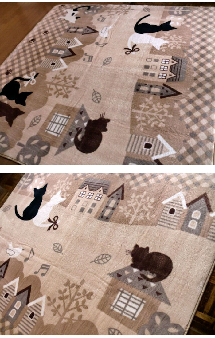 ラグ 洗える ラグマット ネコ 猫 雑貨 おもちゃ キャット ペット マット 200×240 約 3畳 西海岸 こたつ敷き ラグカーペット カーペット スウェット ホットカーペット対応 長方形 北欧 洗えるラグ