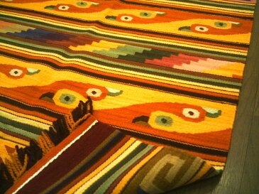 ペルーウールラグカーペットWOOL ラグマット 厚手 北欧 夏 カーペット 絨毯 「野生の鳥たち」約 1.5畳 /送料無料カーペット古代インカ帝国 マチュ ピチュ アルパカ ナスカ 地上絵 遺跡