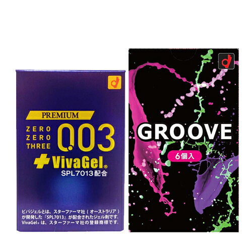 ◆(メール便(日本郵便) ポスト投函 送料無料)(避妊用コンドーム)オカモト GROOVE (グルーヴ) 6個入 + オカモト プレミアム ゼロゼロスリー + ビバジェル 4個入り セット ※完全包装でお届け致します。【smtb-s】