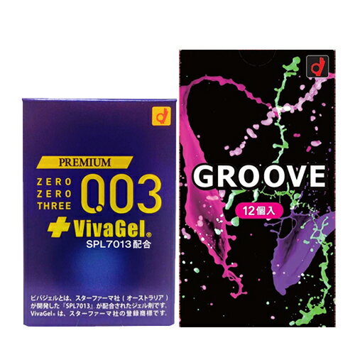 ◆(ネコポス送料無料)(避妊用コンドーム)オカモト GROOVE (グルーヴ) 12個入 + オカモト プレミアム ゼロゼロスリー + ビバジェル 4個入り セット ※完全包装でお届け致します。【ネコポス】【smtb-s】